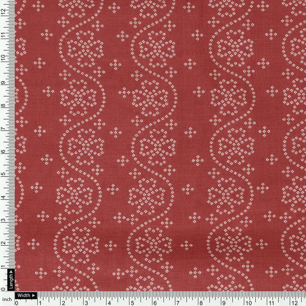 Red Linen Printed Unstitched Fabric Set (5 Meter Set) - Image 5