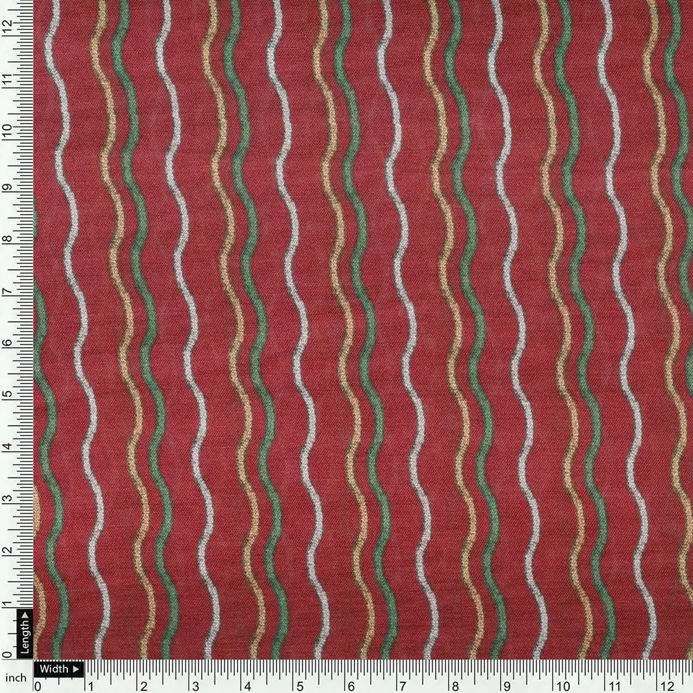 Red Linen Printed Unstitched Fabric Set (5 Meter Set) - Image 6