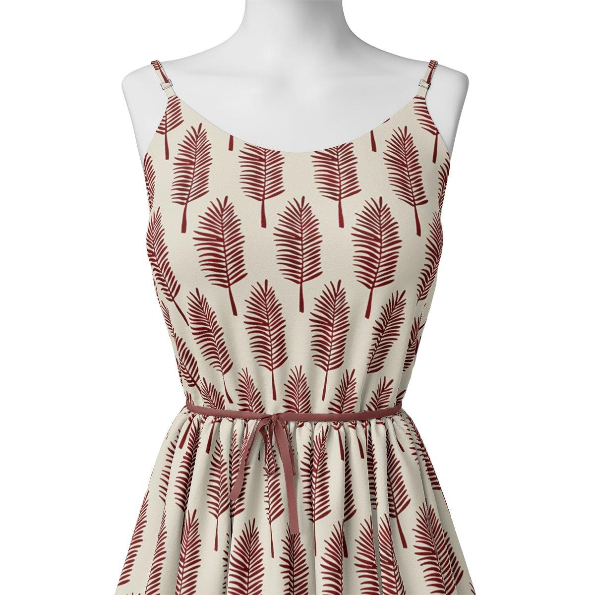 Red Pedate Leaves Digital Printed Fabric - Image 2