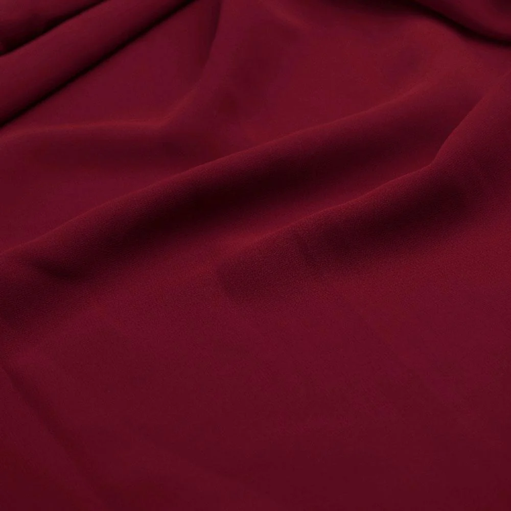 Maroon Red Plain Georgette Solid Fabric - Image 3