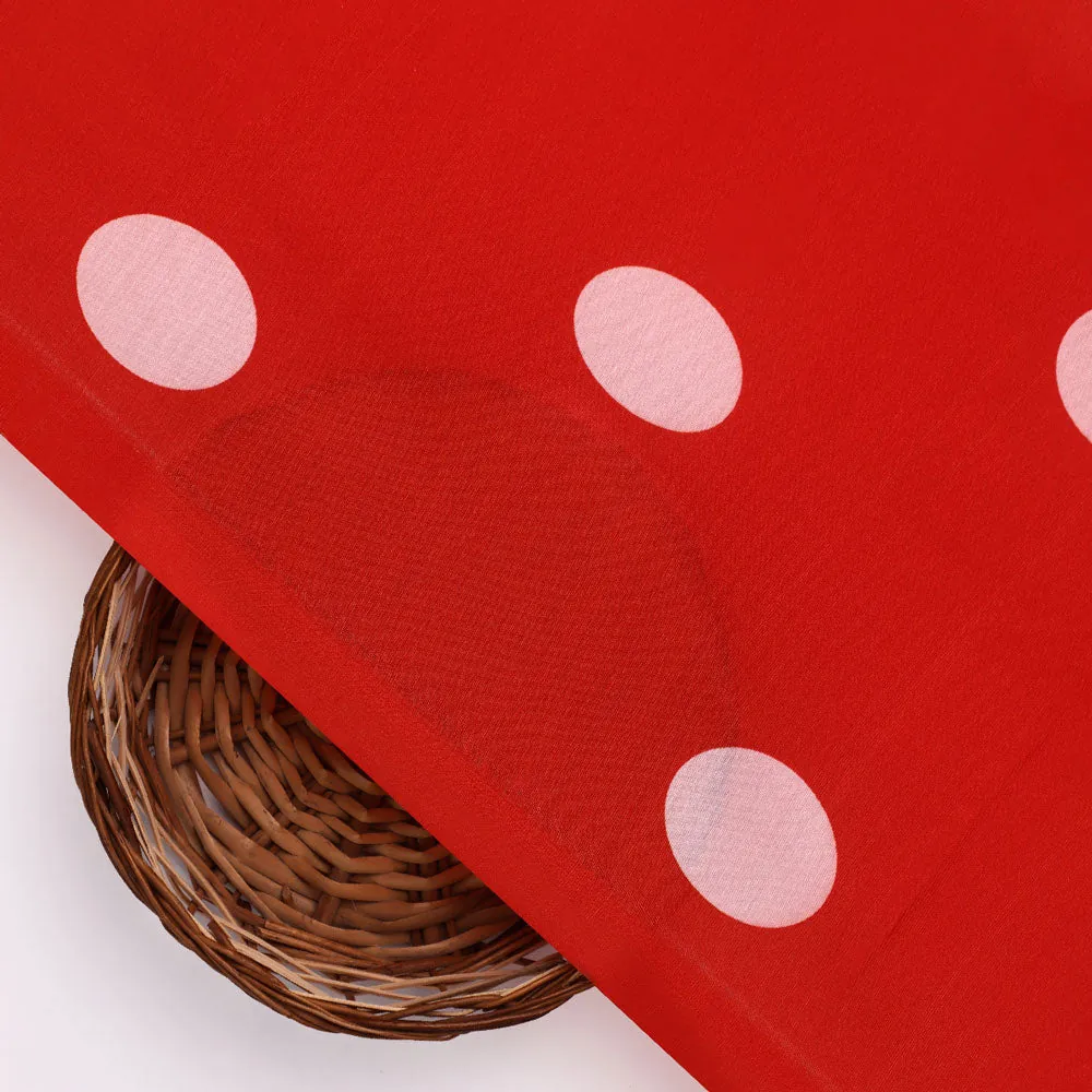 FAB VOGUE Studio - Red Polka Dot Digital Printed Fabric - Image 3