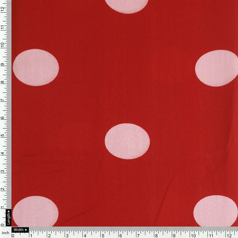 FAB VOGUE Studio - Red Polka Dot Digital Printed Fabric - Image 4