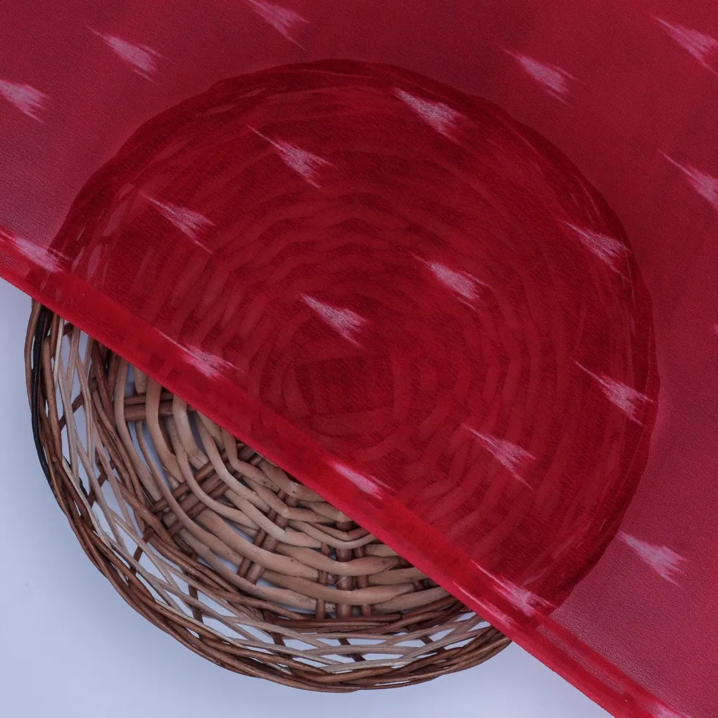 Red Polka Motif Digital Printed Fabric - Weightless - Image 2