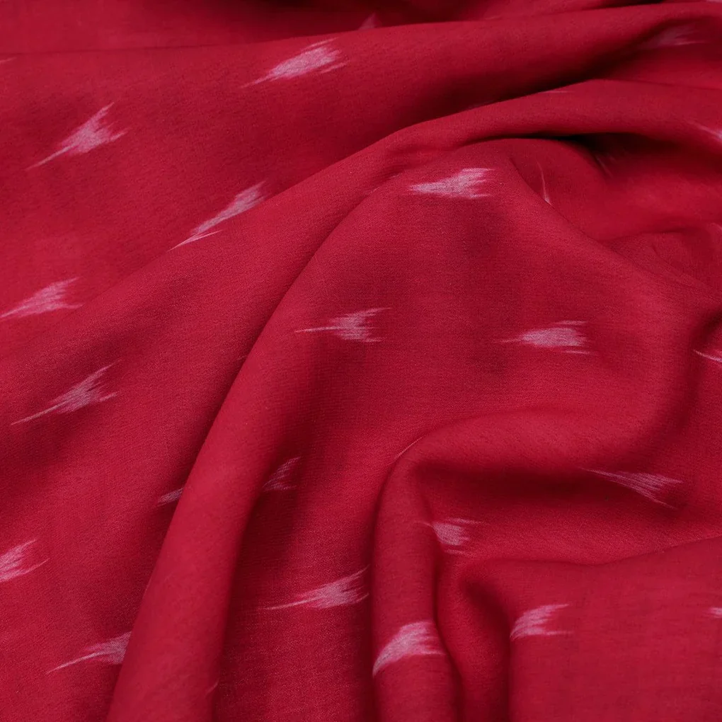 Red Polka Motif Digital Printed Fabric - Weightless - Image 3