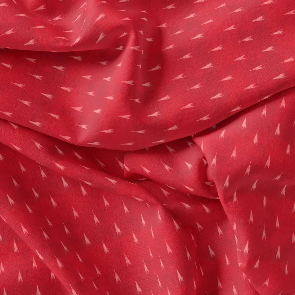 Red Polka Motif Digital Printed Fabric - Pure Georgette - Image 3