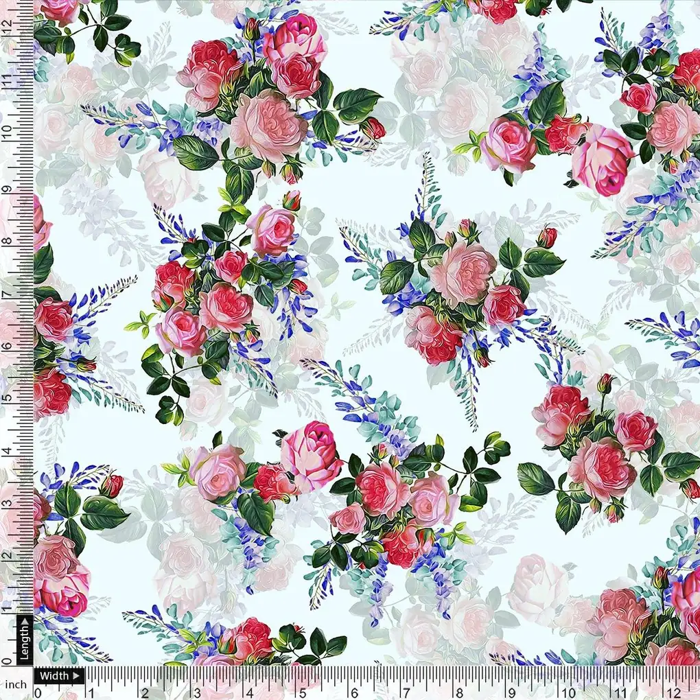 Red Rose Bunch Repeat Digital Printed Fabric - Image 4