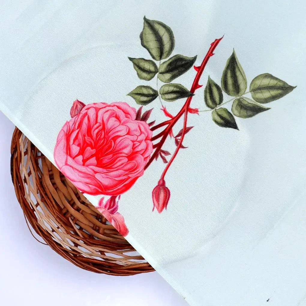 Red Rose Laying on Pista Base Digital Printed Fabric - Image 2