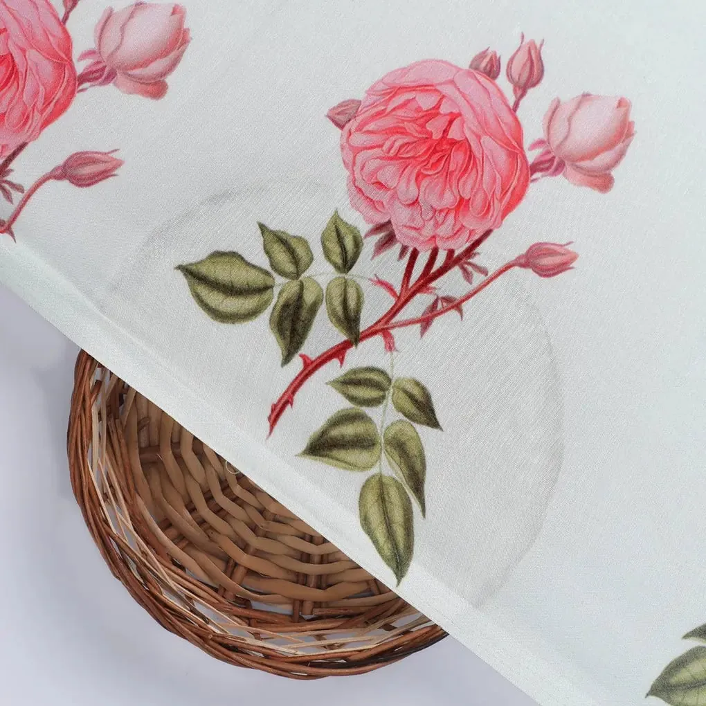 Red Rose Laying on Pista Base Digital Printed Fabric - Image 2