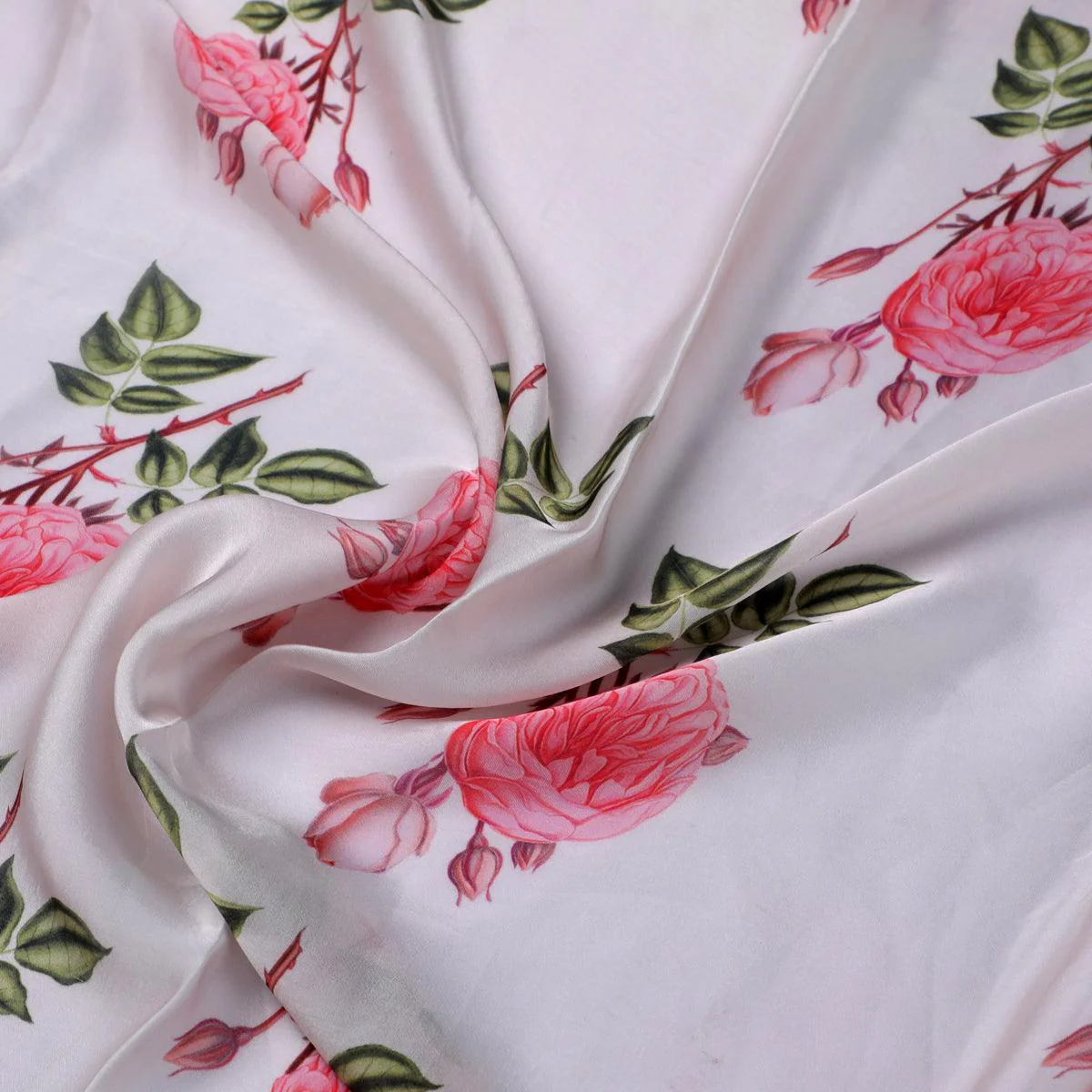 Red Rose Laying Over Peach Base Digital Printed Fabric - Image 3