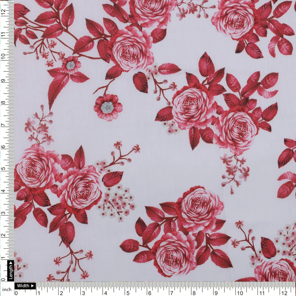 Red Roses Printed Muslin Fabric - Image 4