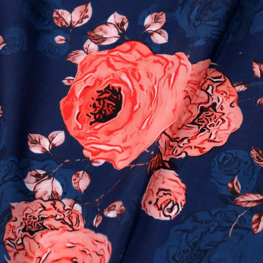 Redish Floral Repeat Digital Printed Fabric - Muslin - Image 3