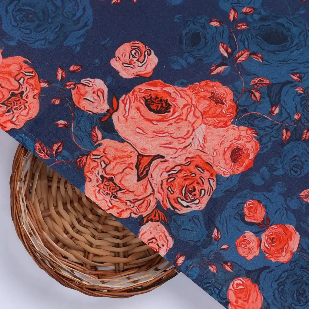 Redish Floral Repeat Digital Printed Fabric - Pure Cotton - Image 2