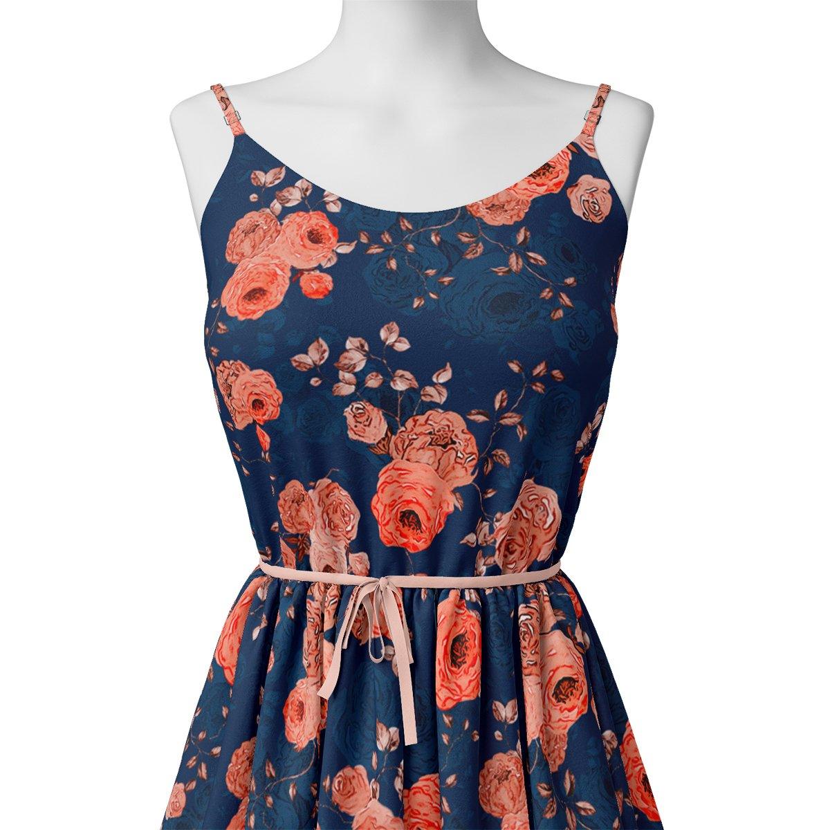 Redish Floral Repeat Digital Printed Fabric - Rayon - Image 2