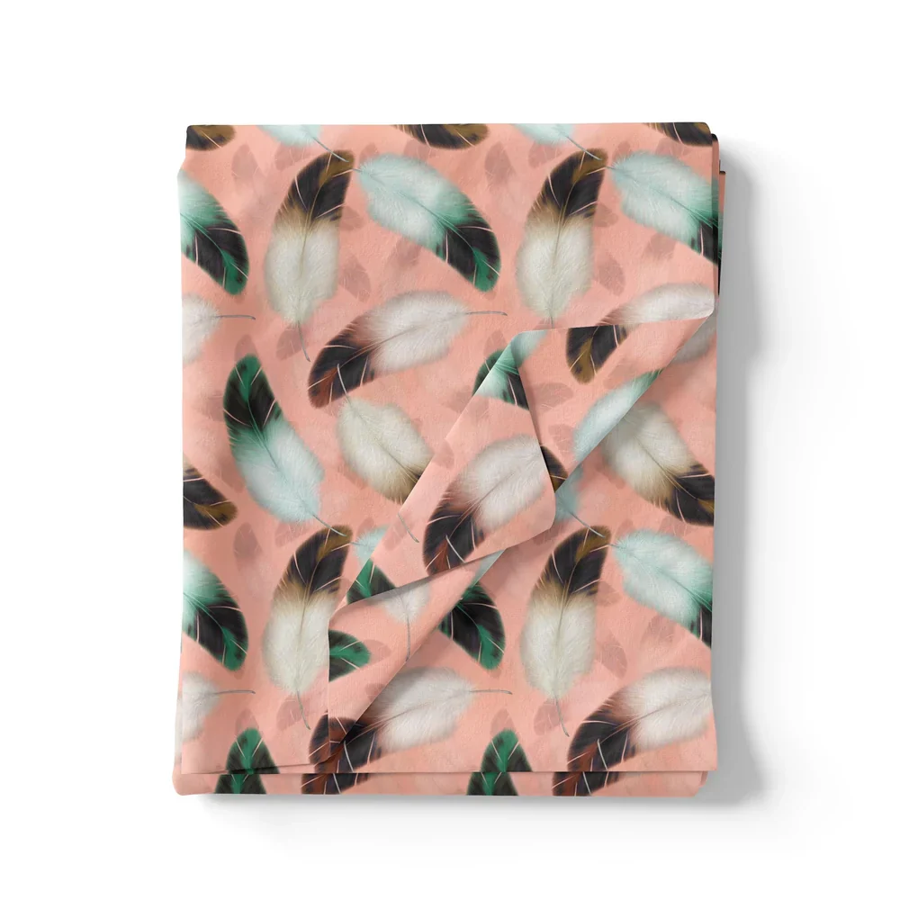 Repeat Red And Golden Periwinkle Digital Printed Fabric - Image 3