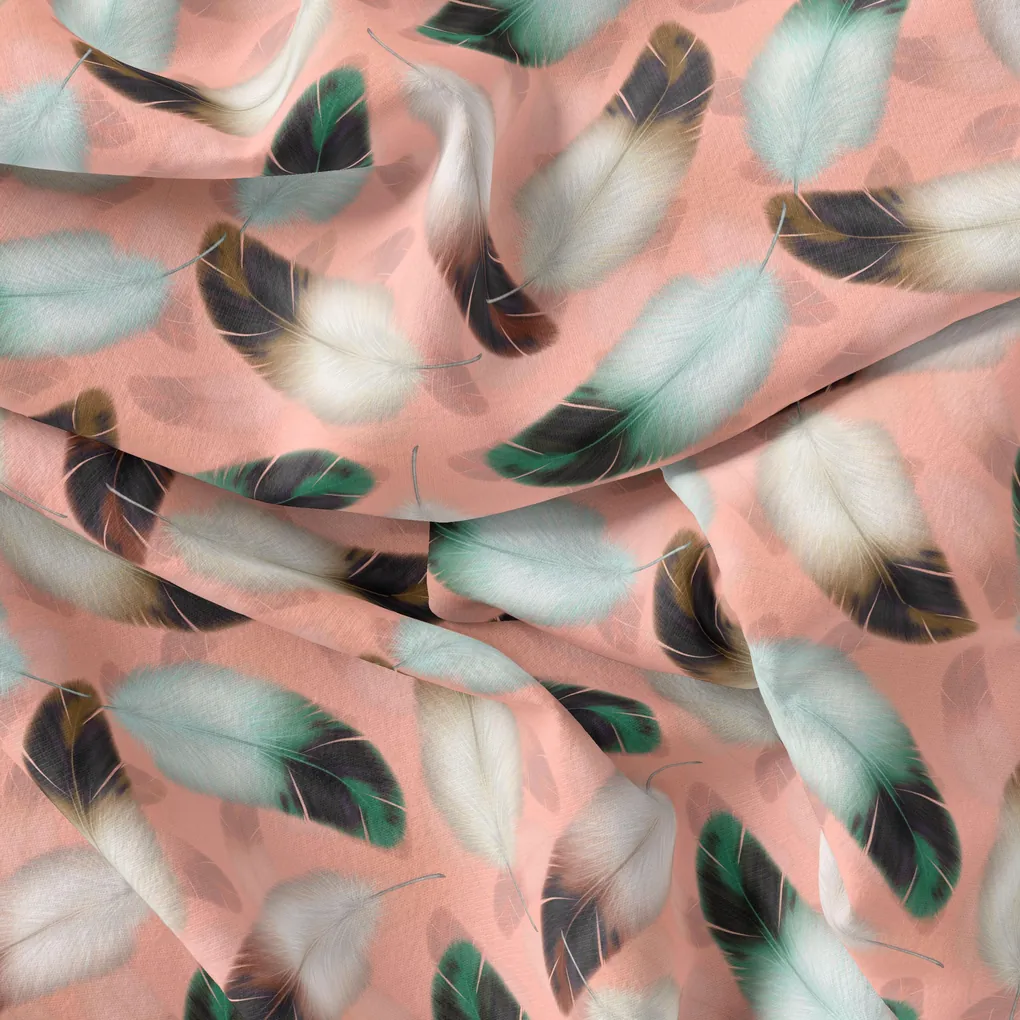 Repeat Red And Golden Periwinkle Digital Printed Fabric - Image 4