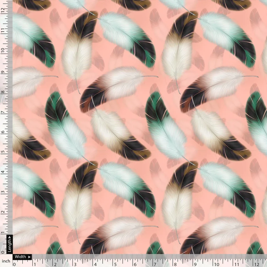 Repeat Red And Golden Periwinkle Digital Printed Fabric - Image 5