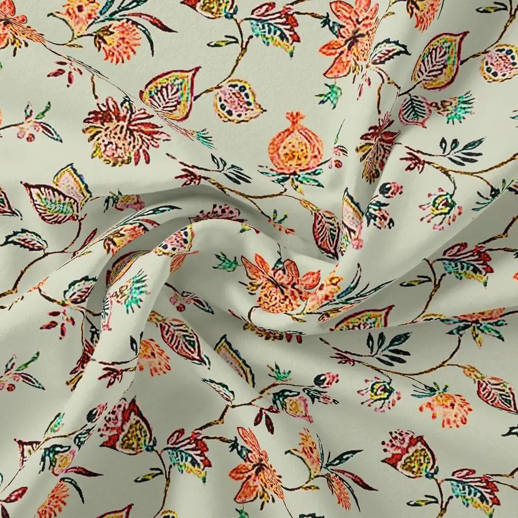 Retro Vintage Painted Art Digital Printed Fabric - Image 3