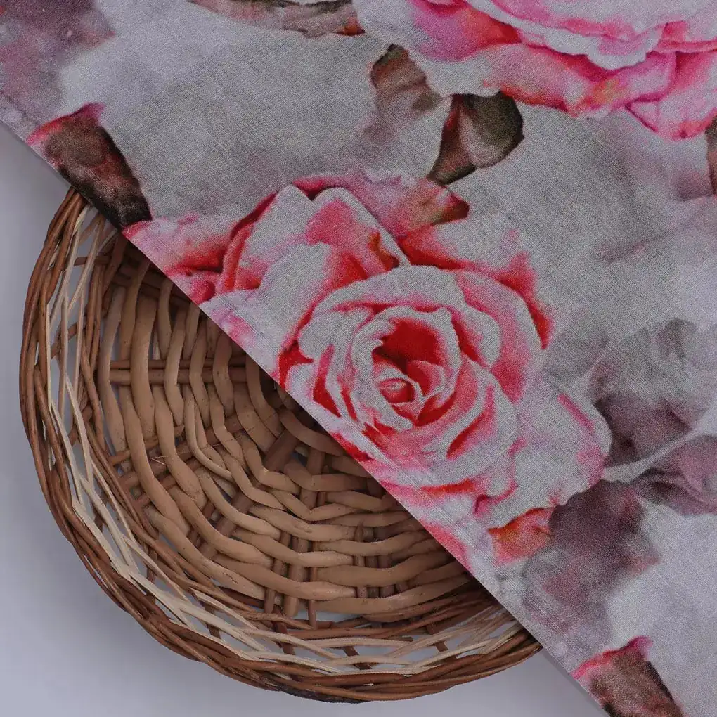 Rosegold Flower Digital Printed Fabric - Image 2