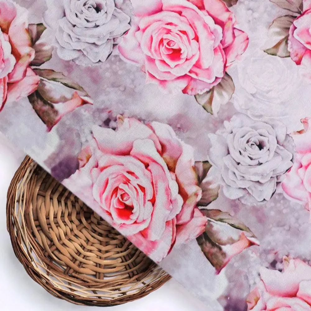 Rosegold Flower Digital Printed Fabric - Image 2