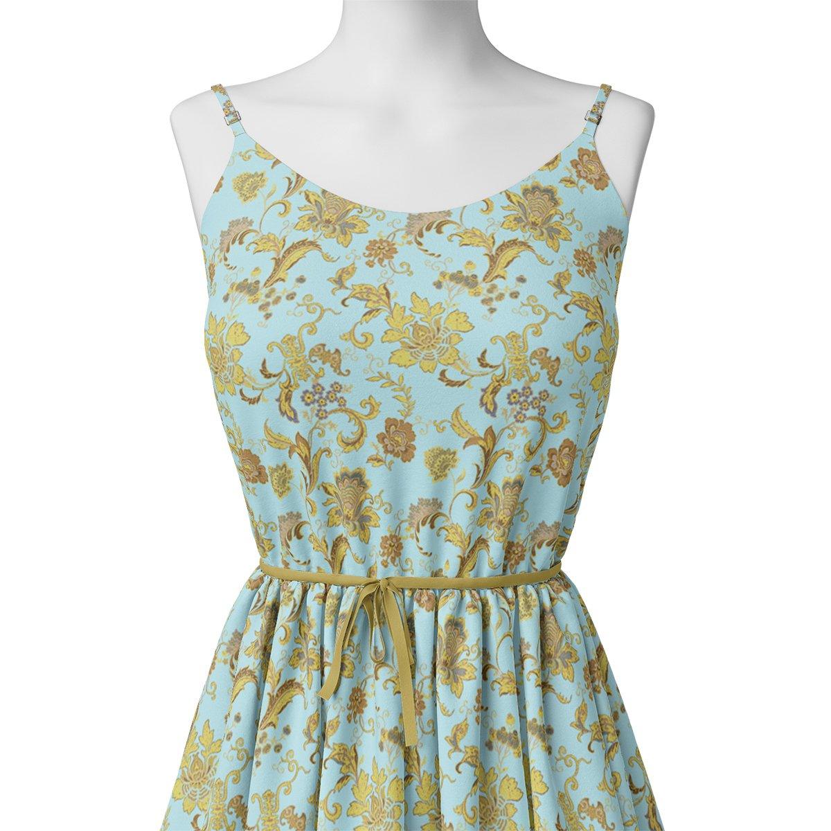 Royal Golden Flower Branch Digital Printed Fabric - Weightless - Image 2