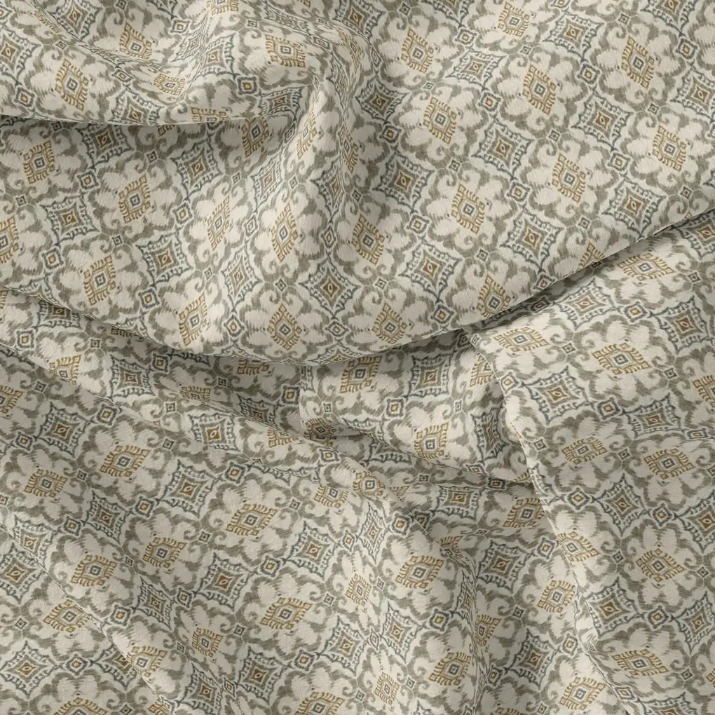Royal Moroccan With Clover Pattern Digital Printed Fabric - Kora Silk - Image 3