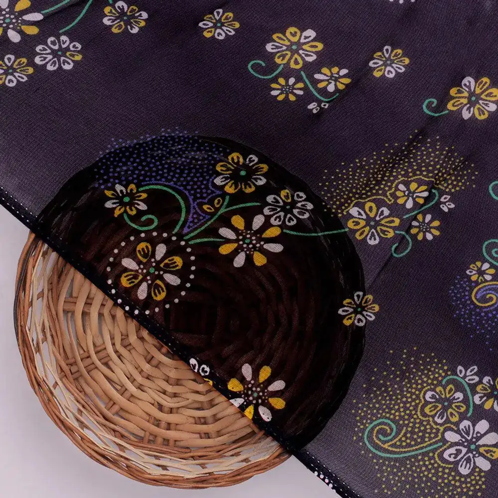Royal Orchid Ditsy Digital Printed Fabric - Pure Georgette - Image 2