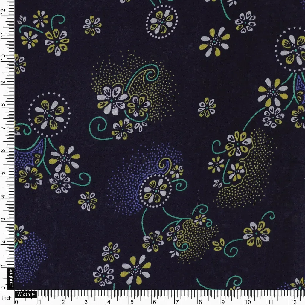 Royal Orchid Ditsy Digital Printed Fabric - Pure Muslin - Image 4