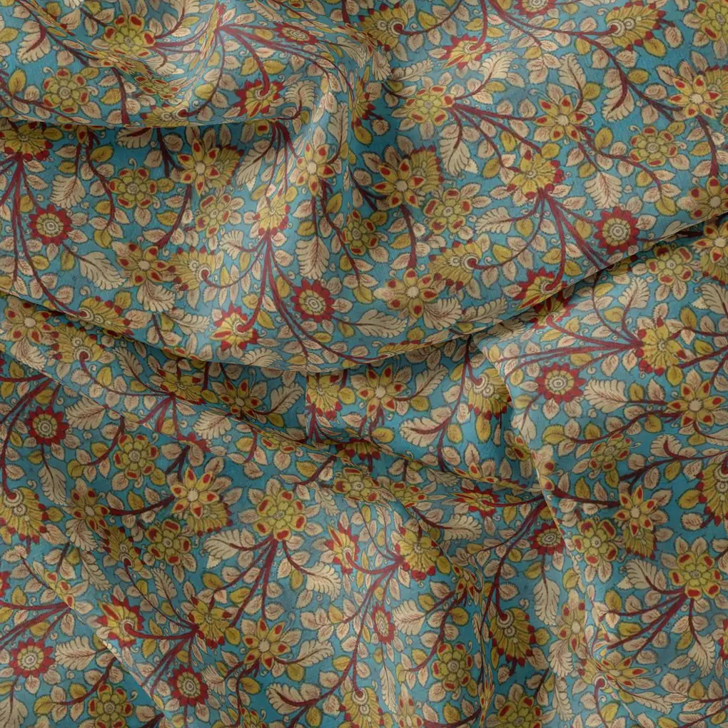 Rustic Floral Print Allover Digital Printed Fabric - Image 3