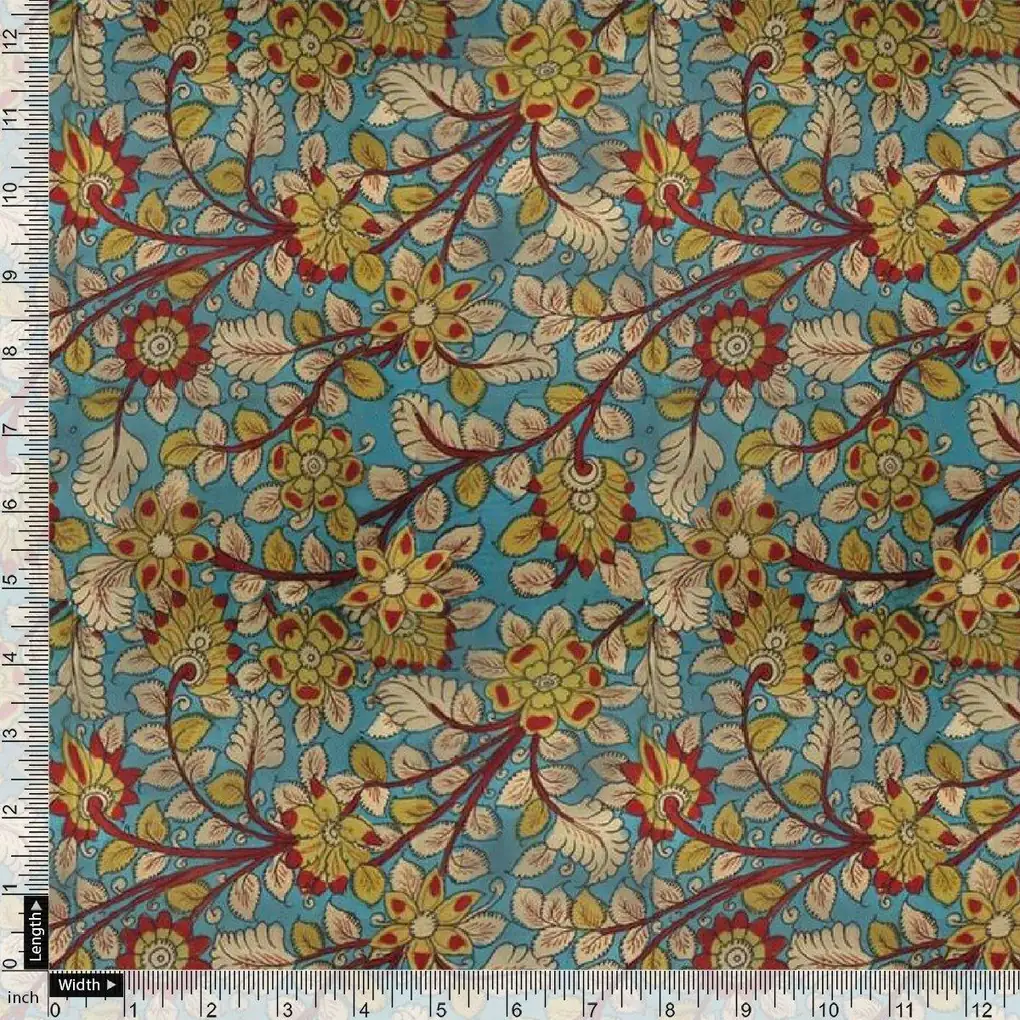 Rustic Floral Print Allover Digital Printed Fabric - Image 4