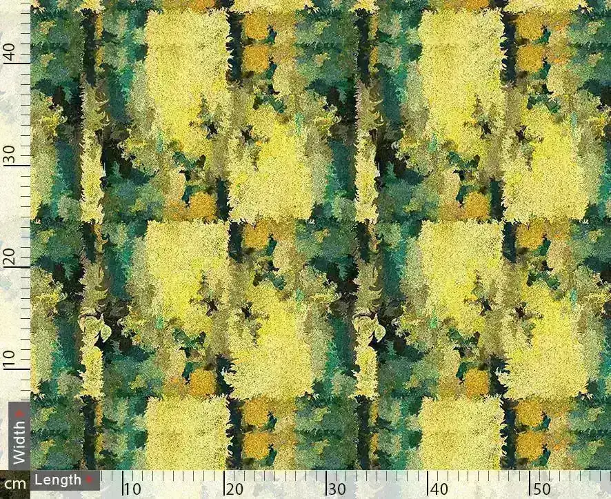 Rustic Green And Yellow Block Repeat Digital Printed Fabric - Image 2