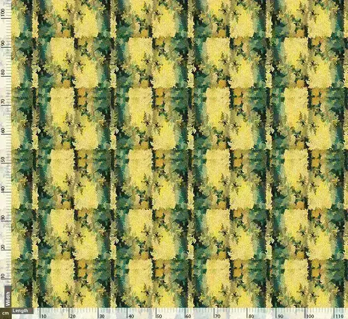 Rustic Green And Yellow Block Repeat Digital Printed Fabric - Image 3