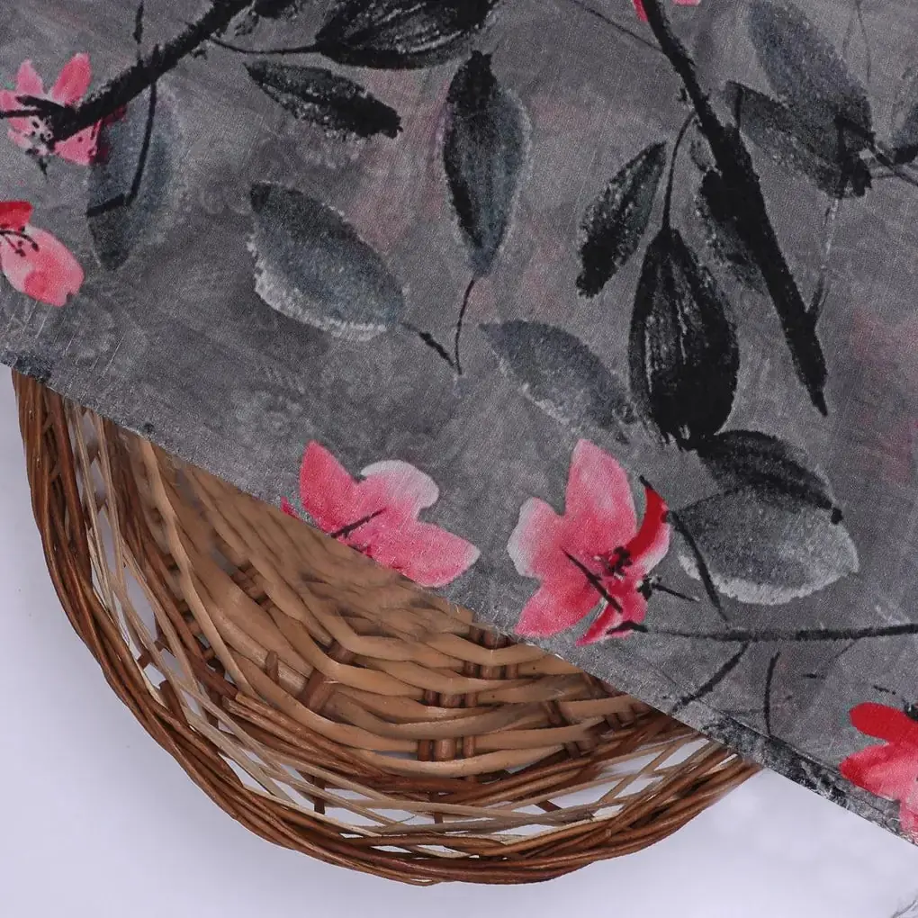Rustic Looked Pink Flower Digital Printed Fabric - Kora Silk - Image 3