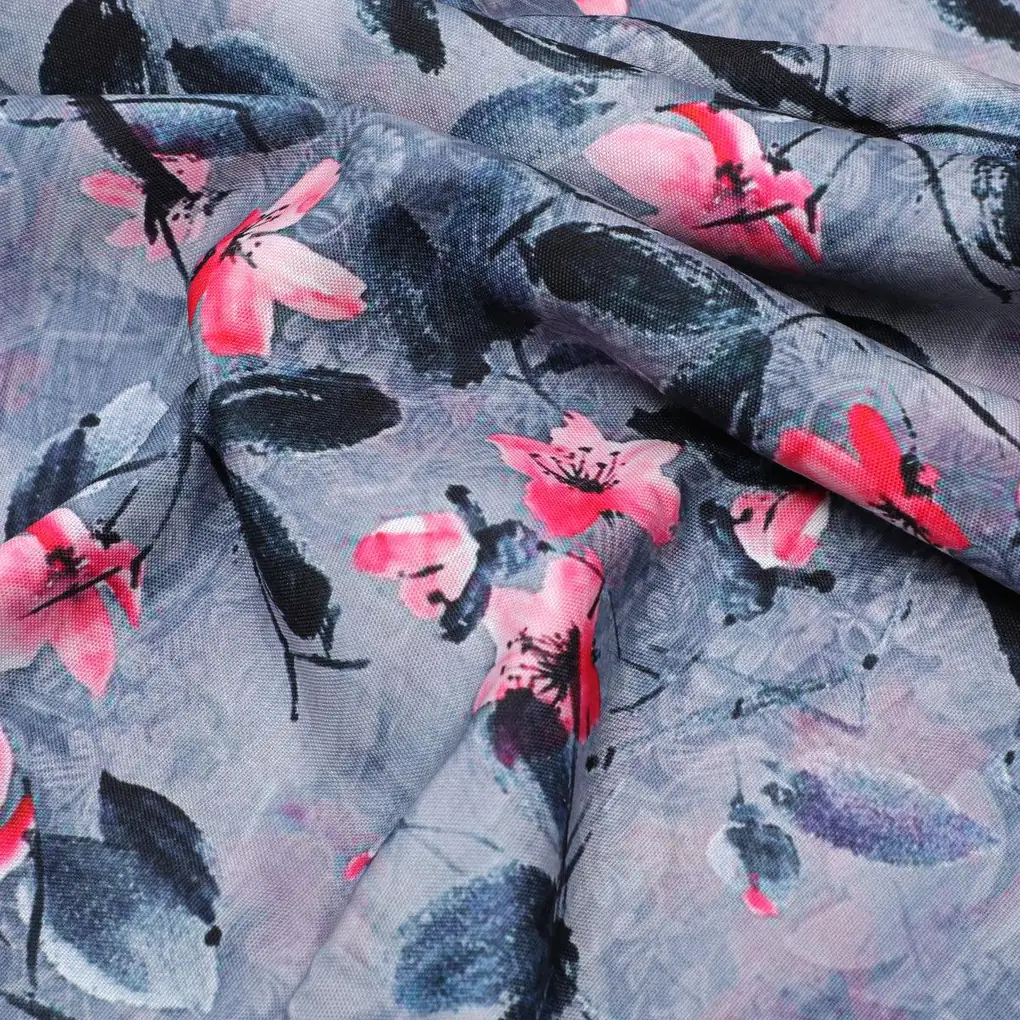 Rustic Looked Pink Flower Digital Printed Fabric - Rayon - Image 3