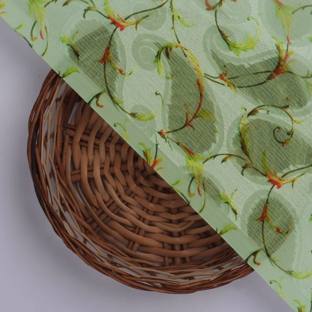 Sea Green & Red Floral Vine Brasso Fabric for Kurtas - Image 3
