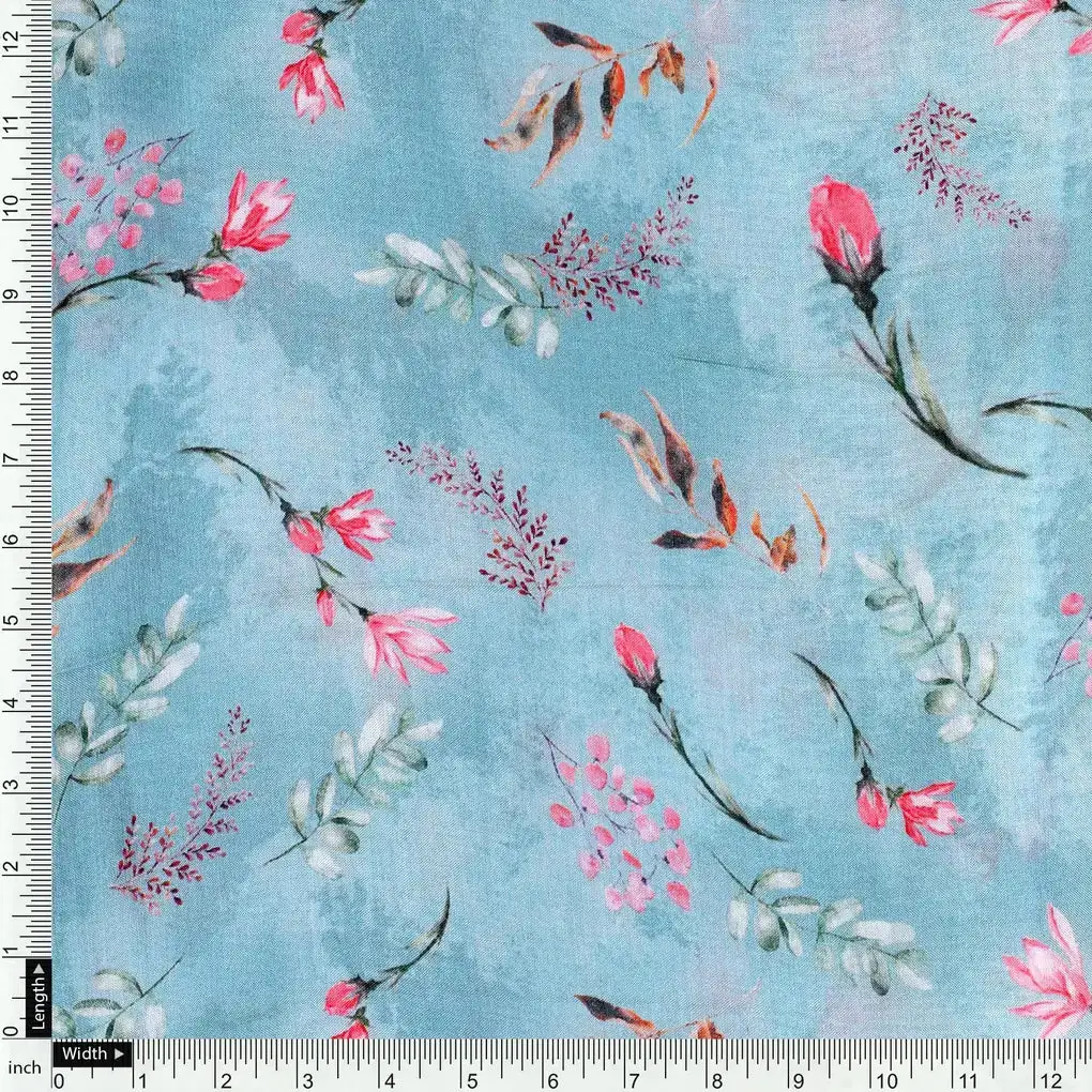 Green Leaves Pure Muslin Printed Fabric Material - Image 4