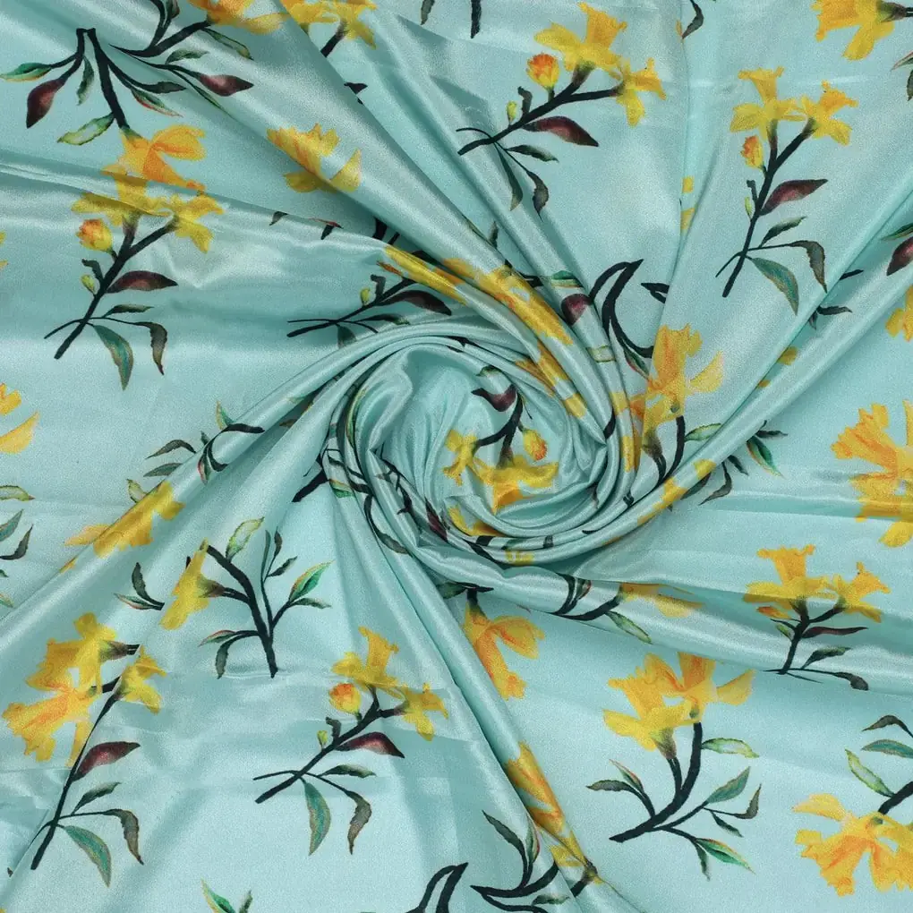 Seamles Yellow Floral Digital Printed Fabric - Image 3