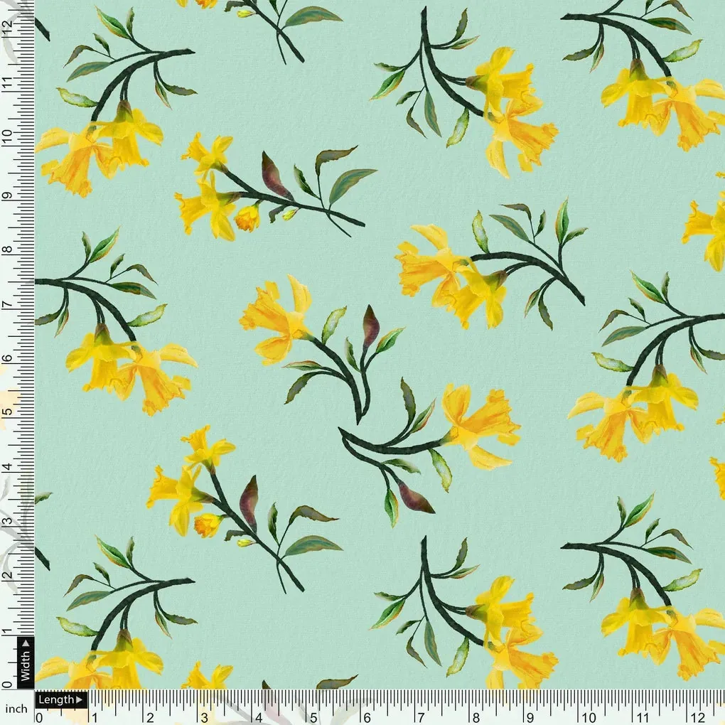 Seamles Yellow Floral Digital Printed Fabric - Image 4