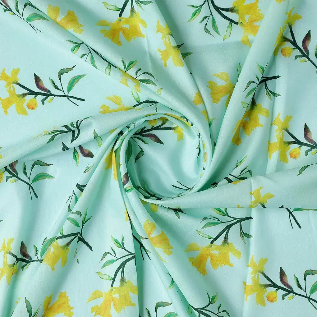 Seamles Yellow Floral Digital Printed Fabric - Image 2