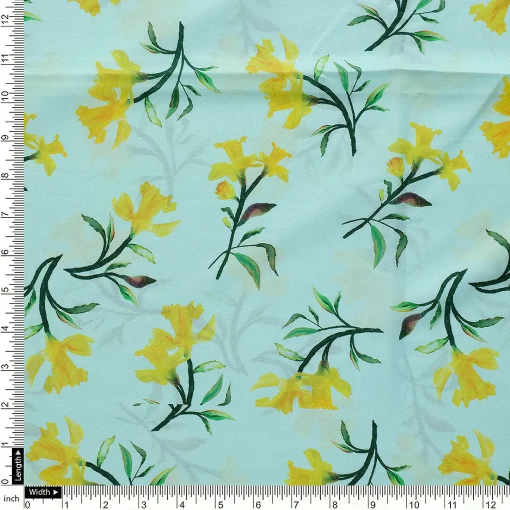 Seamles Yellow Floral Digital Printed Fabric - Image 4