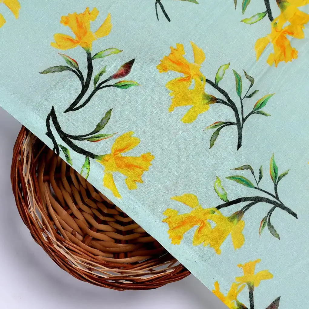 Seamles Yellow Floral Digital Printed Fabric - Image 2