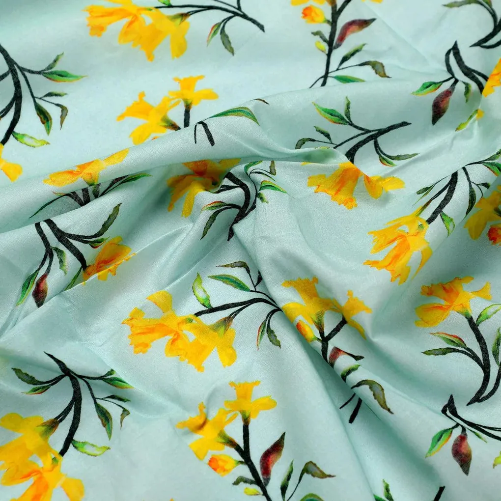 Seamles Yellow Floral Digital Printed Fabric - Image 3