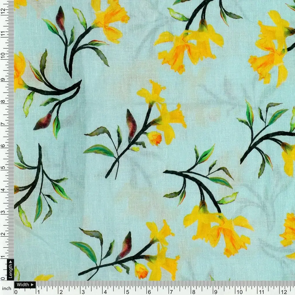 Seamles Yellow Floral Digital Printed Fabric - Image 4
