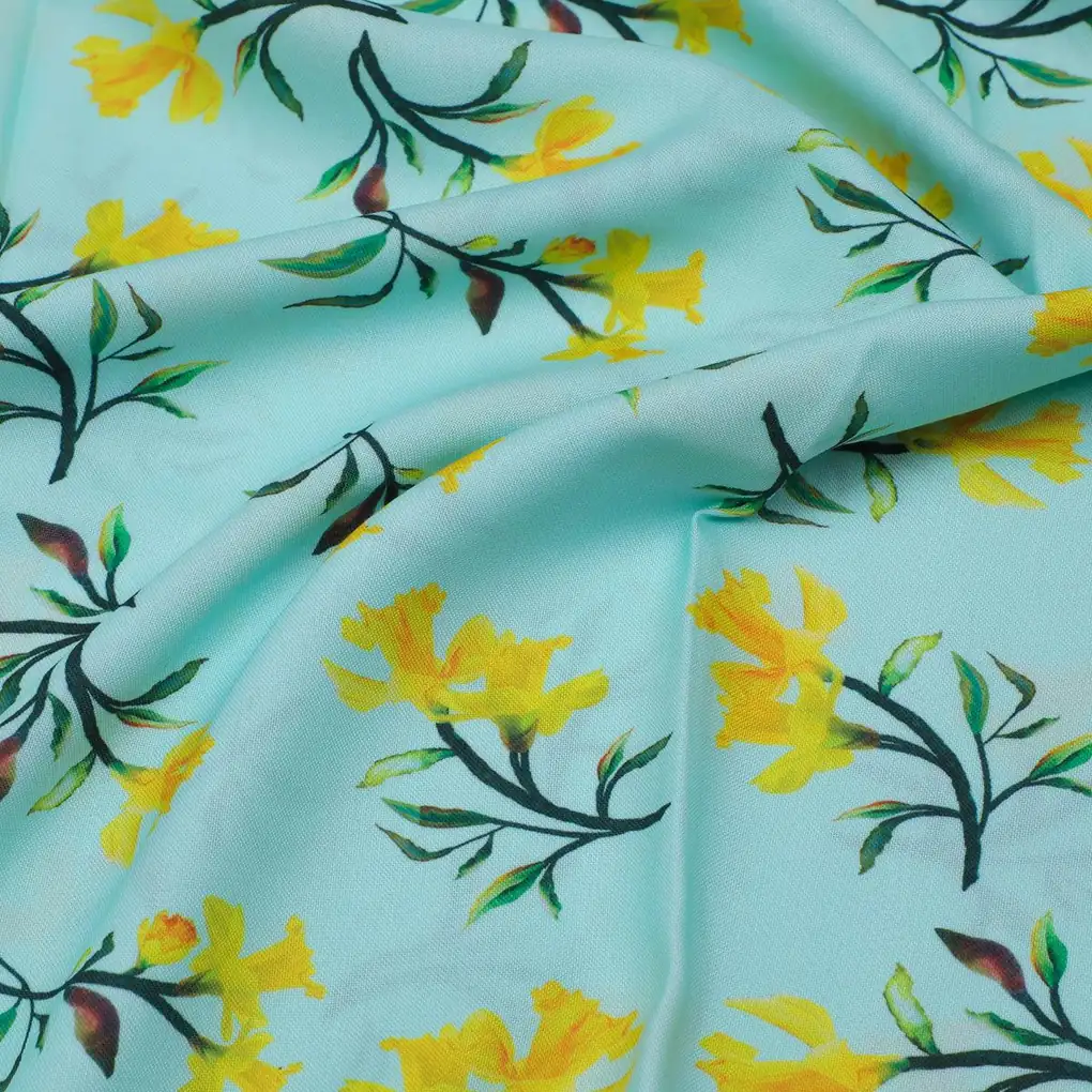 Seamles Yellow Floral Digital Printed Fabric - Image 3
