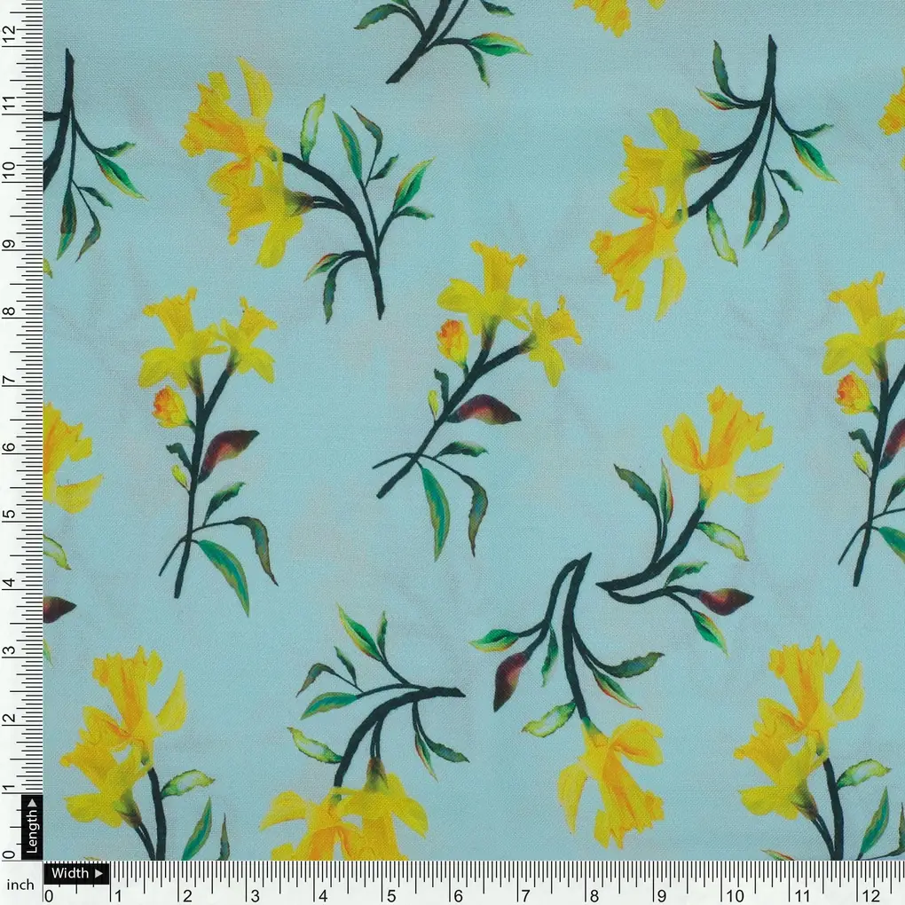 Seamles Yellow Floral Digital Printed Fabric - Image 4