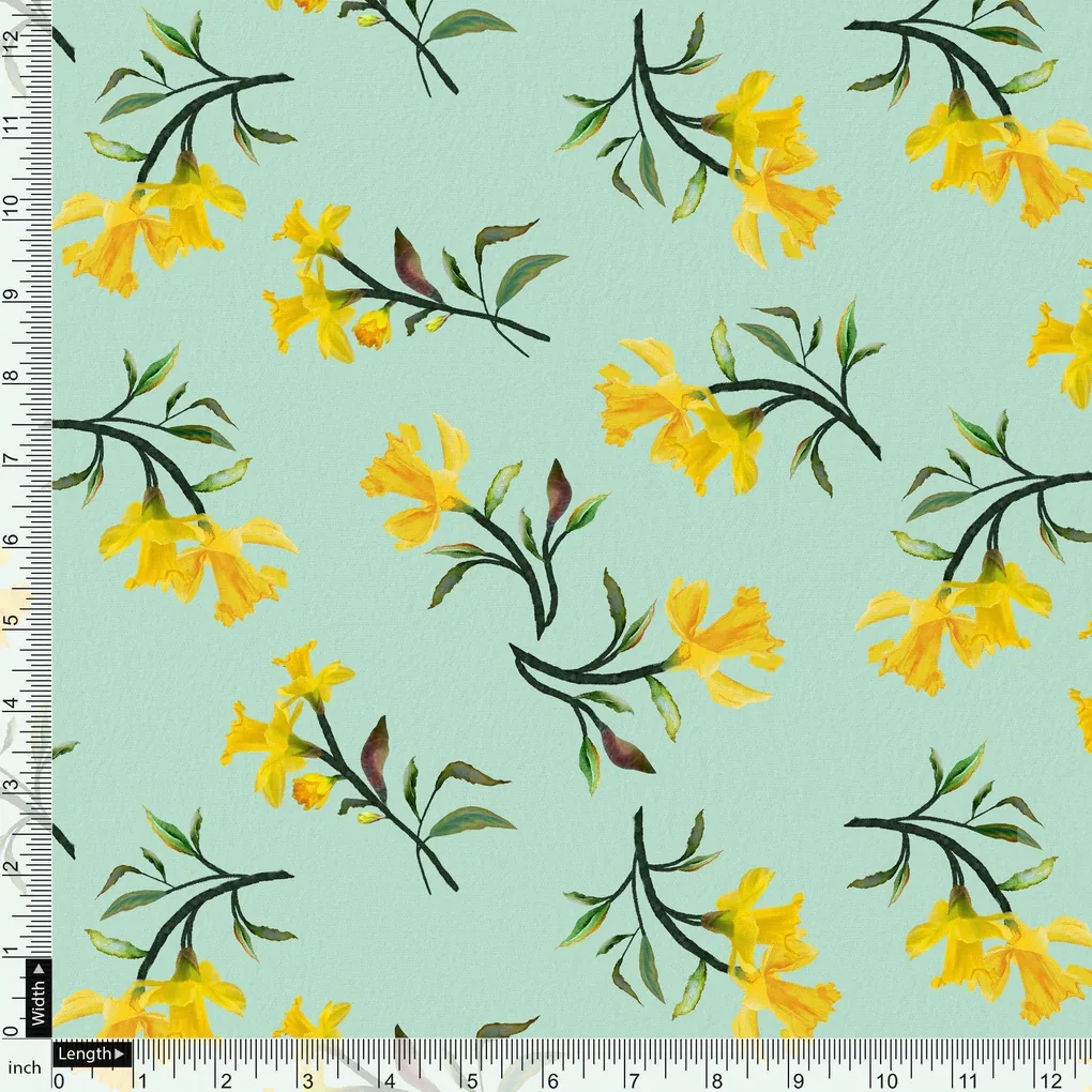 Seamles Yellow Floral Digital Printed Fabric - Image 4
