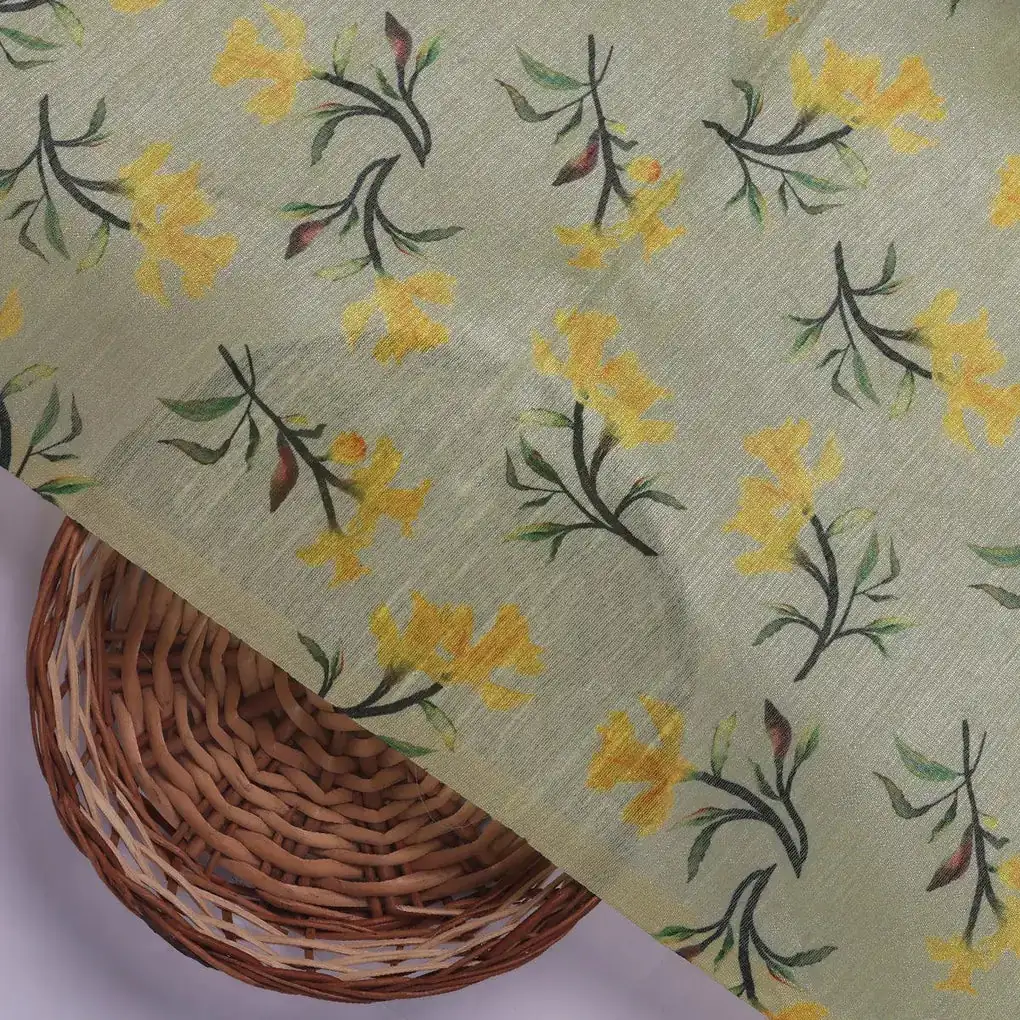 Seamles Yellow Floral Digital Printed Fabric - Image 2