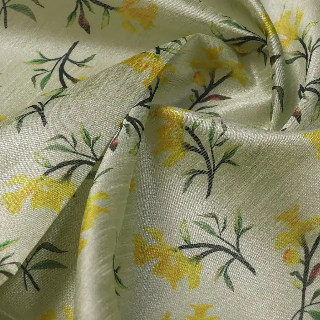 Seamles Yellow Floral Digital Printed Fabric - Image 3