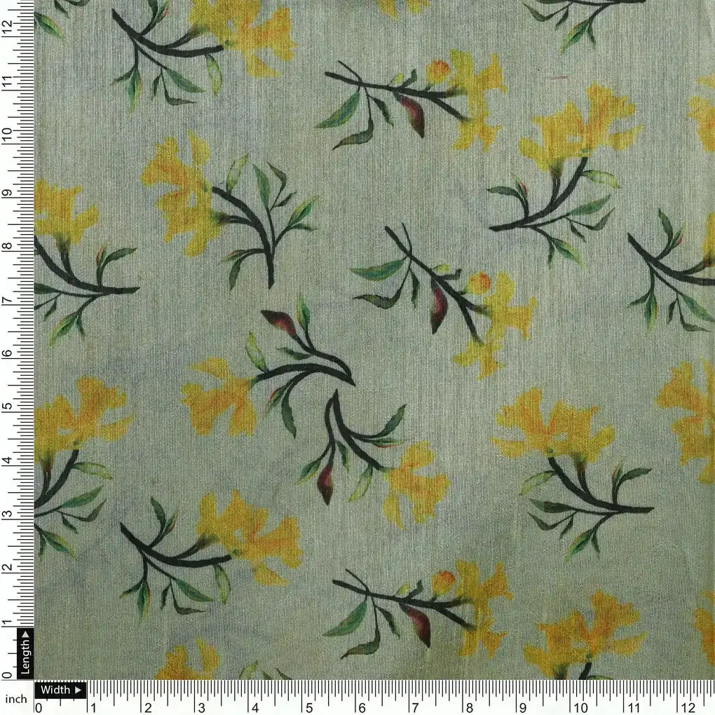 Seamles Yellow Floral Digital Printed Fabric - Image 4