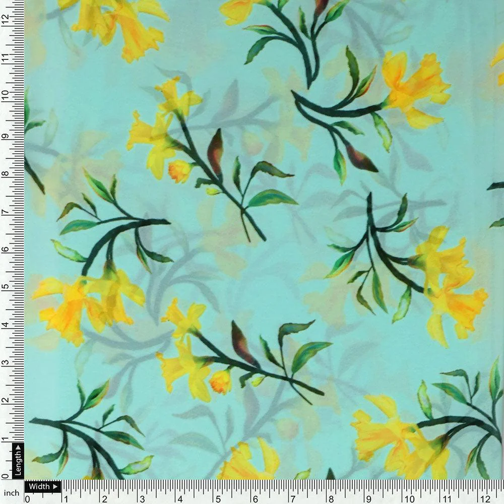 Seamles Yellow Floral Digital Printed Fabric - Image 4