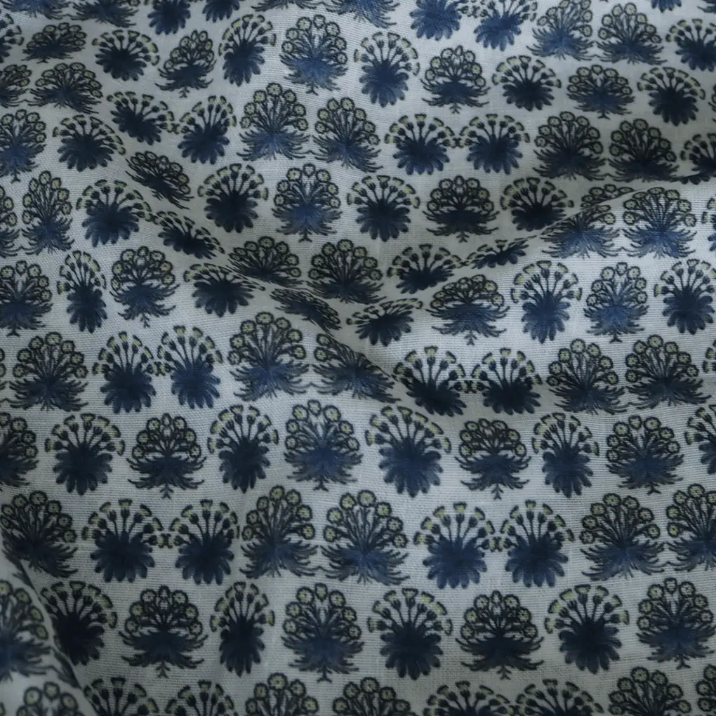 Seamless Blue Geranium Flower Digital Printed Fabric - Linen - Image 2